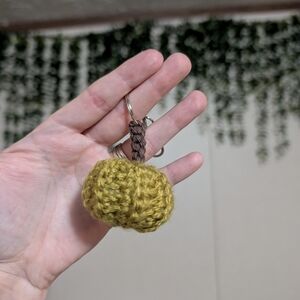 Handmade Brown and Gold Crochet Keychain